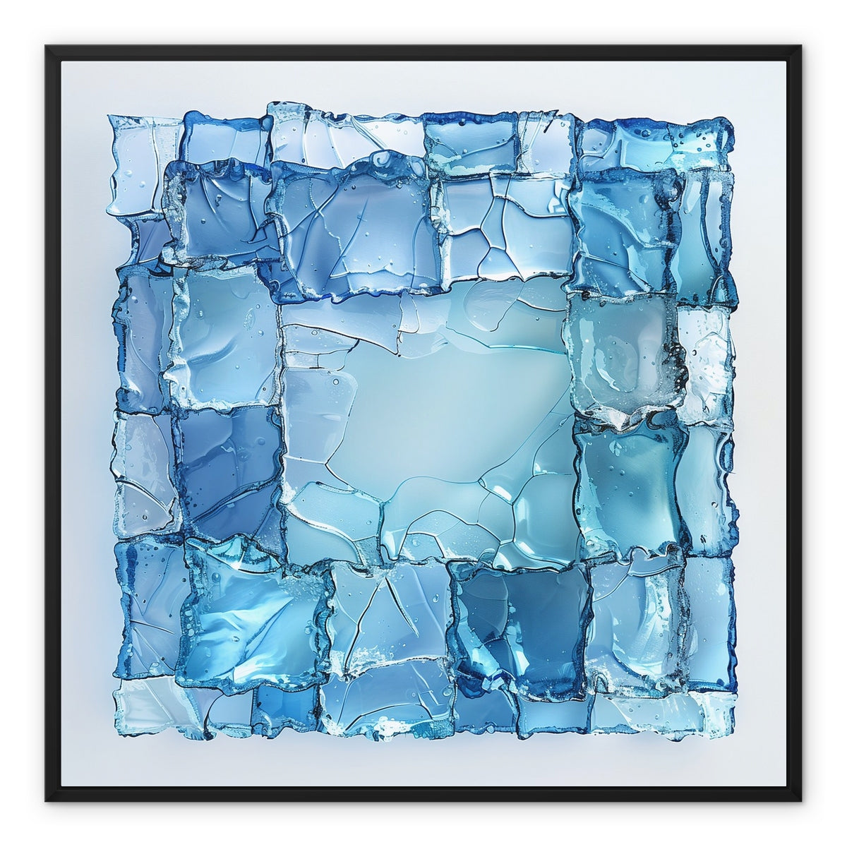 Different Blue Cubes Framed Canvas