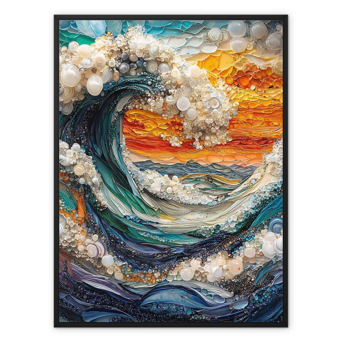 Marble Wave Framed Canvas