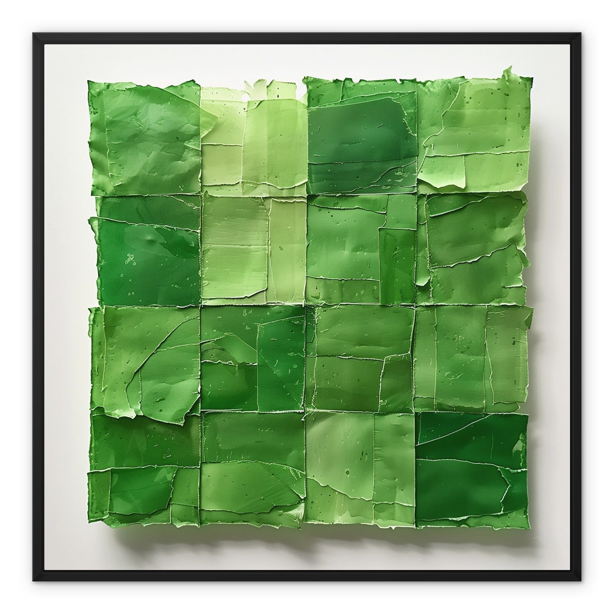 Green Paper Squares Framed Canvas