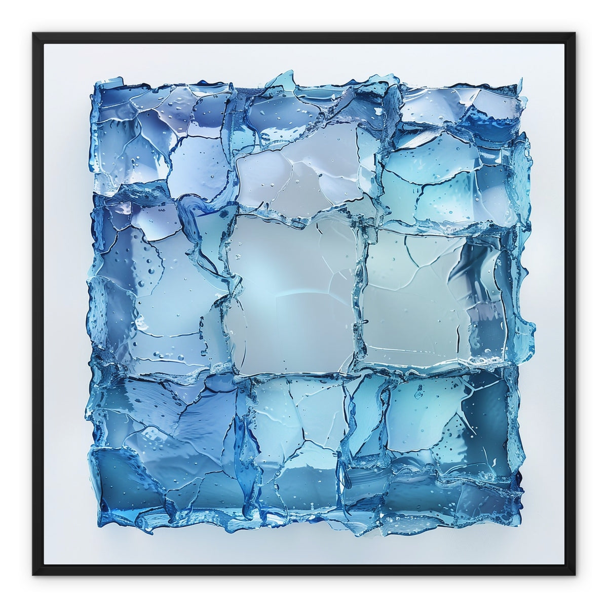 Blue Cubes Alike Framed Canvas